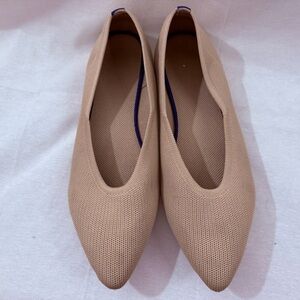 Frank Mully Classic Pointed Toe Ecru Knitted Flats Size 10 Classy Comfortable